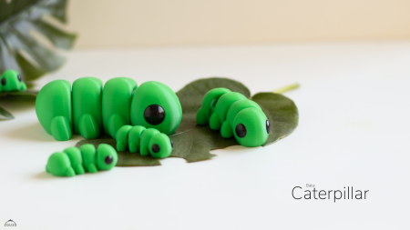 Figurină Articulată "Baby Caterpillar" Imprimată 3D | Omidă Flexibilă Antistres | Jucărie Fidget Verde [4]