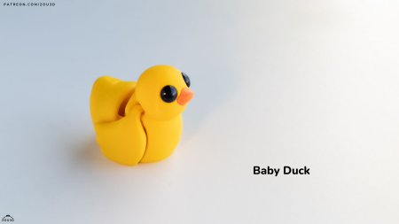 Figurină Articulată "Baby Duck" Imprimată 3D | Rățușcă Flexi Fidget Galbenă | Decor Birou Drăgălaș [1]