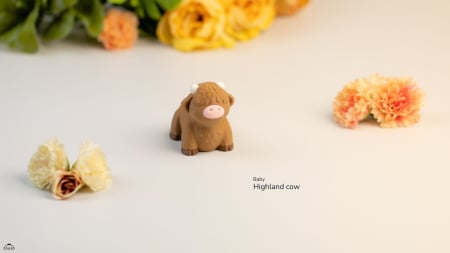 Artipets - Figurină Articulată "Baby Highland Cow" Imprimată 3D | Văcuță Flexi Fidget | Decor Rustic Drăgălaș