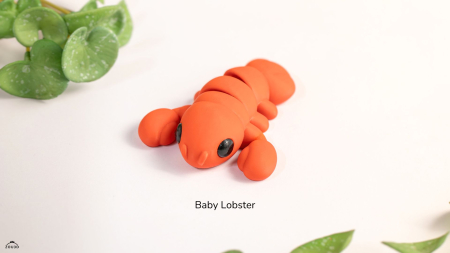 Figurină Articulată "Baby Lobster" Imprimată 3D | Homar Flexi Fidget Portocaliu | Decor Acvatic Unic [3]