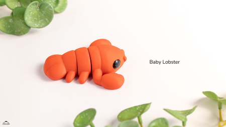 Figurină Articulată "Baby Lobster" Imprimată 3D | Homar Flexi Fidget Portocaliu | Decor Acvatic Unic [1]