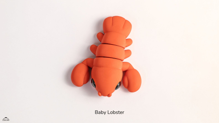 Flippets - Figurină Articulată "Baby Lobster" Imprimată 3D | Homar Flexi Fidget Portocaliu | Decor Acvatic Unic