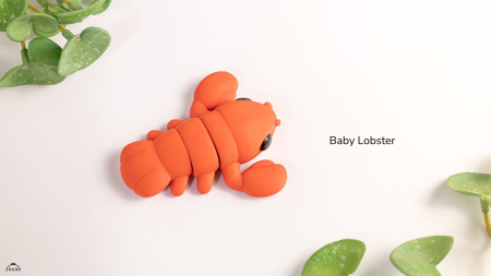 Figurină Articulată "Baby Lobster" Imprimată 3D | Homar Flexi Fidget Portocaliu | Decor Acvatic Unic [2]