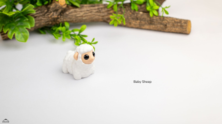 Figurină Articulată "Baby Sheep" Imprimată 3D | Mielușel Flexi Fidget Alb | Decor Fermă Drăgălaș [1]