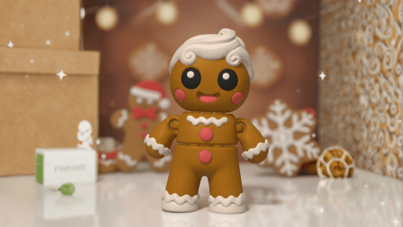 Figurine 3D - Figurină Articulată Omulet de Turtă Dulce Imprimată 3D | Jucărie Fidget Crăciun | Decor Sărbători