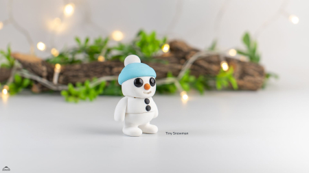 Figurină Articulată "Tiny Snowman" Imprimată 3D | Om de Zăpadă Bebe Decorativ | Cadou Iarnă & Crăciun [1]