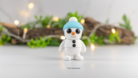 Figurine 3D - Figurină Articulată "Tiny Snowman" Imprimată 3D | Om de Zăpadă Bebe Decorativ | Cadou Iarnă & Crăciun