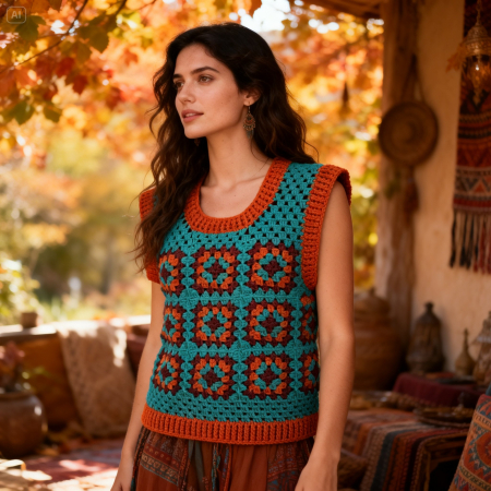 Handmade - Vesta crosetata manual