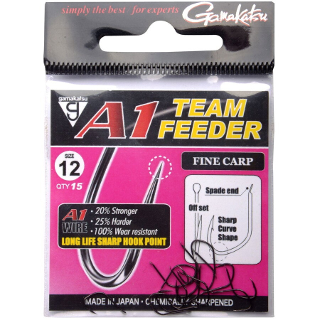 Carlige Feeder & Stationar - Carlige Gamakatsu A1 Team Feeder Fine Carp Nr.14 15 buc. / plic