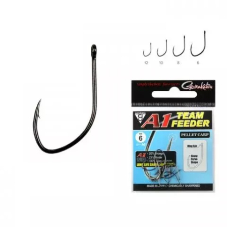 Carlige Feeder & Stationar - Carlige Gamakatsu A1 Team Feeder Pellet Carp Nr.12 10 buc. / plic