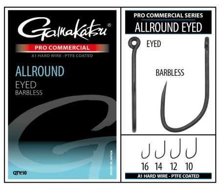 Carlige Feeder & Stationar - Carlige Gamakatsu Allround Eyed Barbless Nr.10 10 buc. / plic