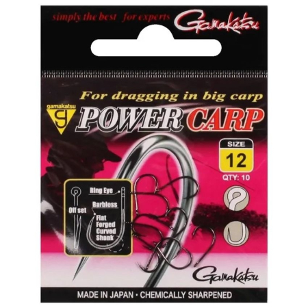 Carlige Feeder & Stationar - Carlige Gamakatsu Powercarp Eyed Barbless Nr.10 10 buc. / plic