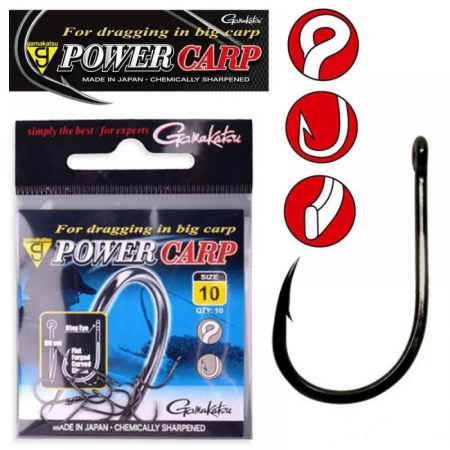Carlige Feeder & Stationar - Carlige Gamakatsu Power Carp Ring Eye Nr.10 10 buc. / plic
