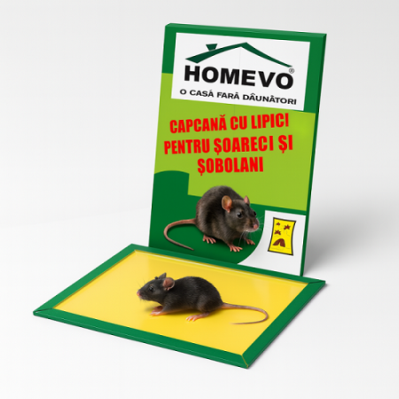 Capcane - HOMEVO Capcana cu Lipici pentru Şoareci, Şobolani şi Insecte – Soluţie non‑toxică, adeziv ultra‑aderent pe carton, ideală pentru locuinţe şi spaţii comerciale