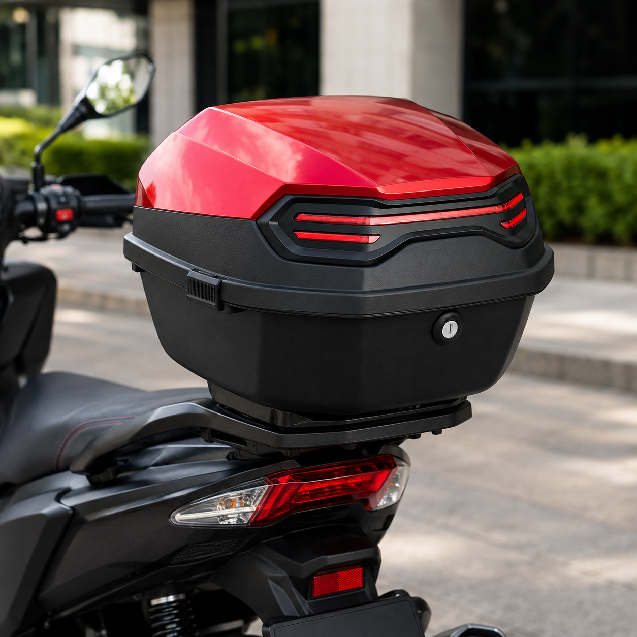Cutie Portbagaj Moto Scuter Rosu Lucios