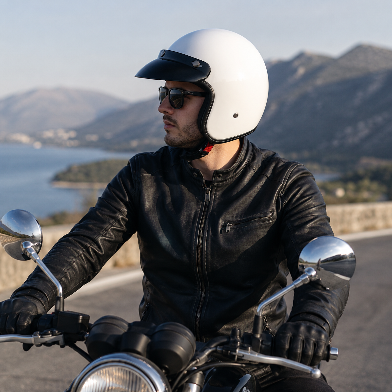 Casca Moto Scuter Retro Vintage FIXATO Alb
