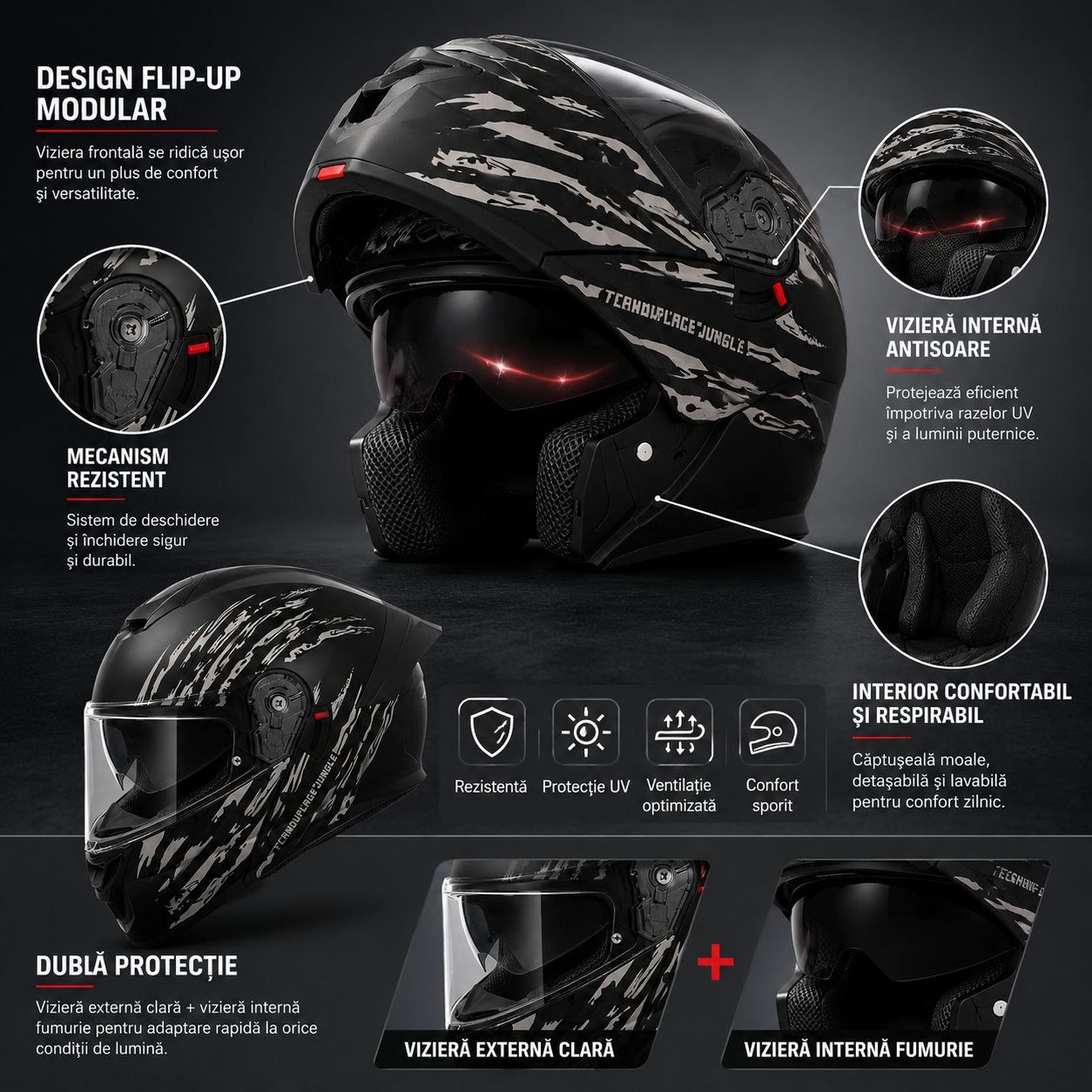 Casca Moto Scuter Flip up Enduro Cross ATV FIXATO Viper