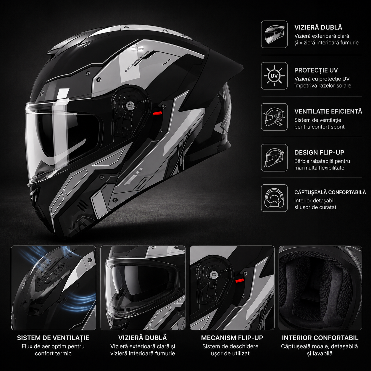 Casca Moto Scuter Flip up Enduro ATV Cross FIXATO