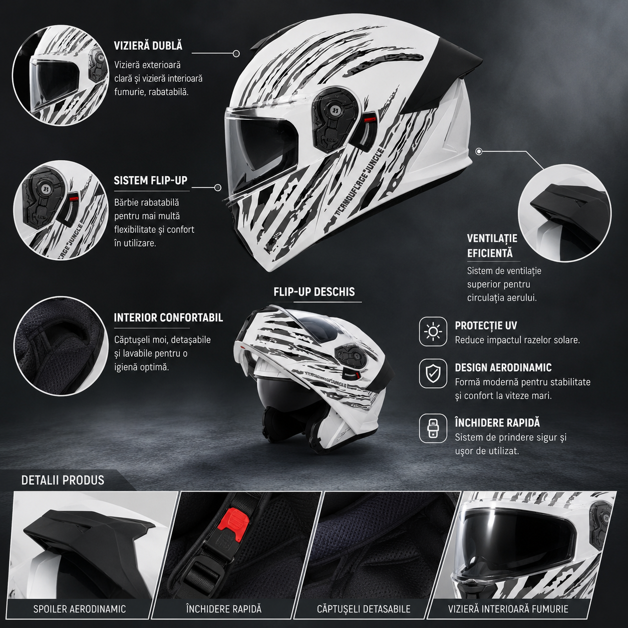 Casca Moto Scuter Flip Up ATV Cross Enduro FIXATO Viper