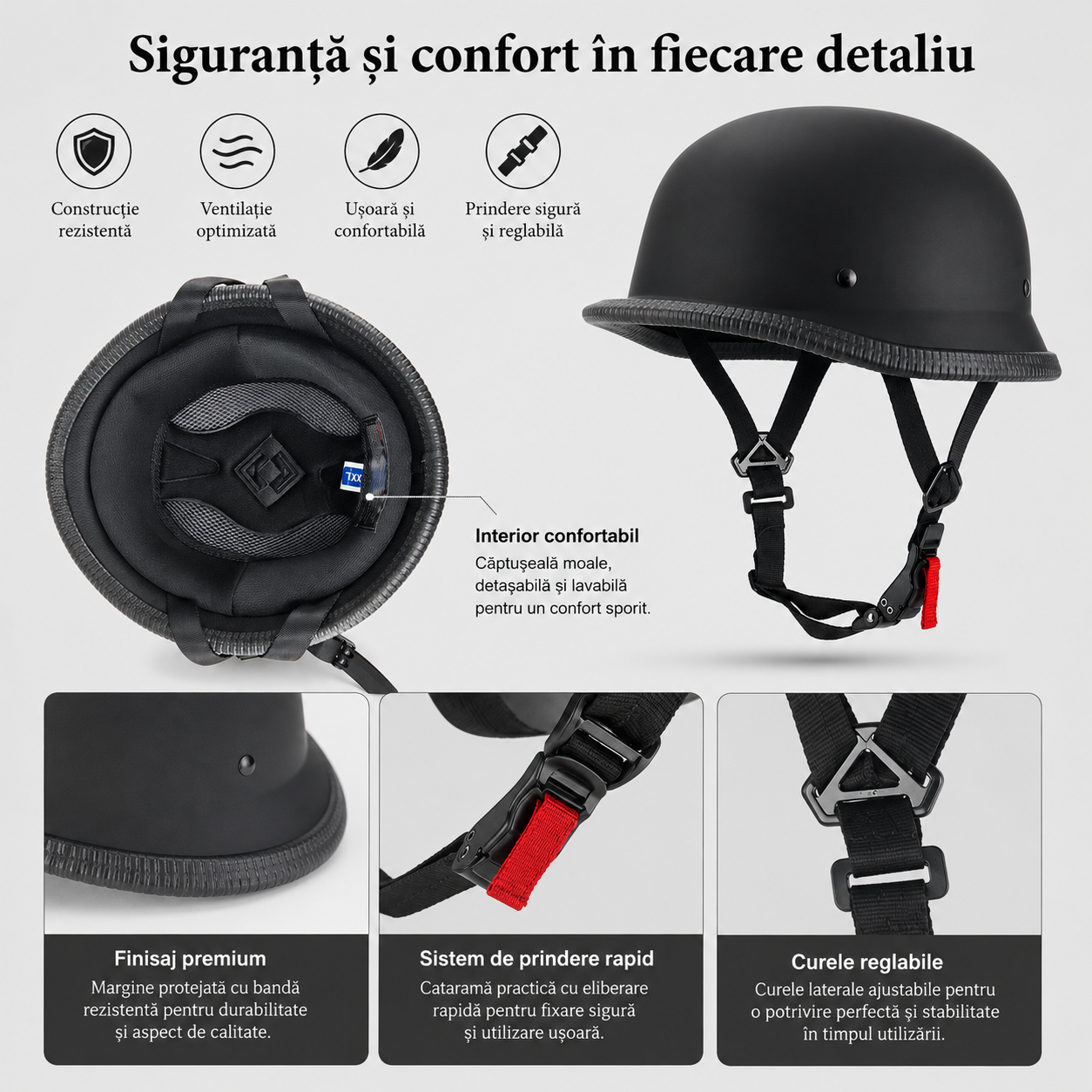 Casca Moto Scuter Retro German FIXATO Negru