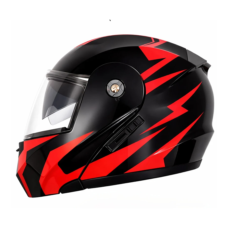 Casca Moto Scuter Flip-up Negru Rosu FIXATO