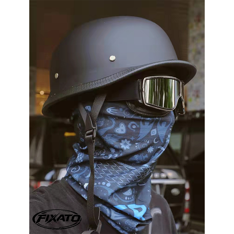 Casca Moto/Scuter FIXATO Retro German, Interior Confortabil, Prindere rapida, Negru Mat, Marime L 59-60cm