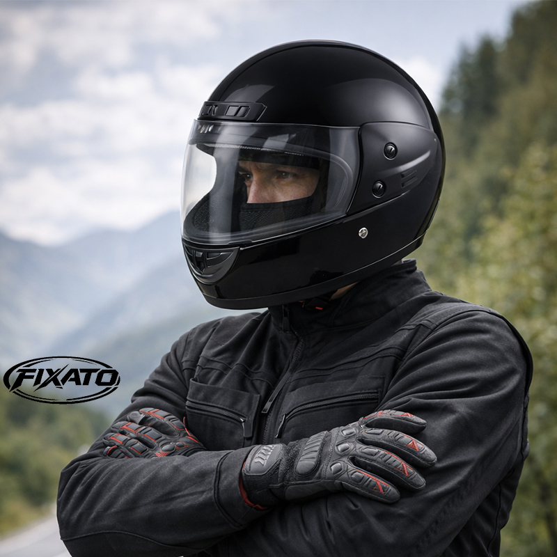 Casca Moto Scuter Full Face Negru Lucios Motociclist