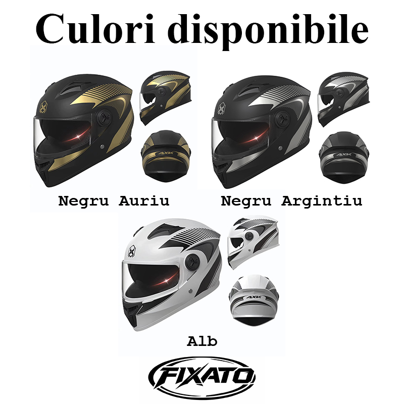 Casca Moto Scuter Full Face FIXATO Phantom Negru Auriu Diverse Culori
