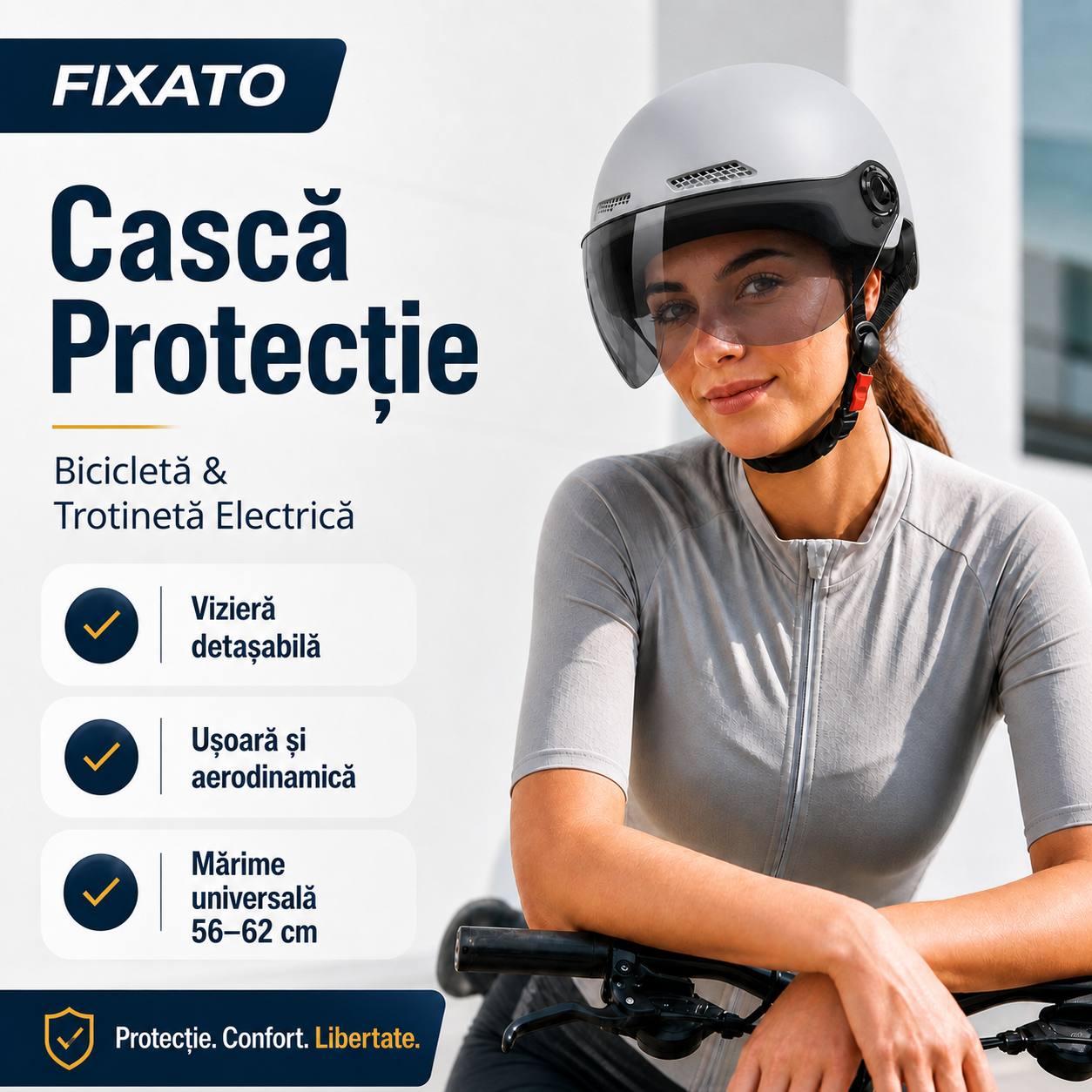 Casca Moto Scuter Bicicleta Trotineta Electrica FIXATO Gri