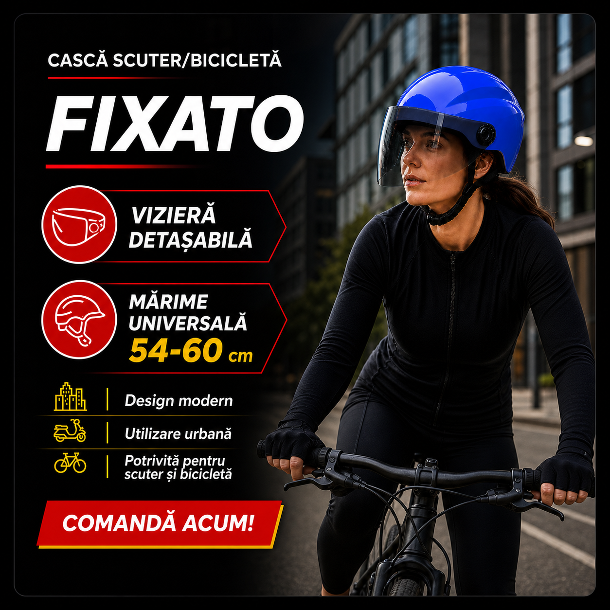 Casca Moto Scuter FIXATO Albastru