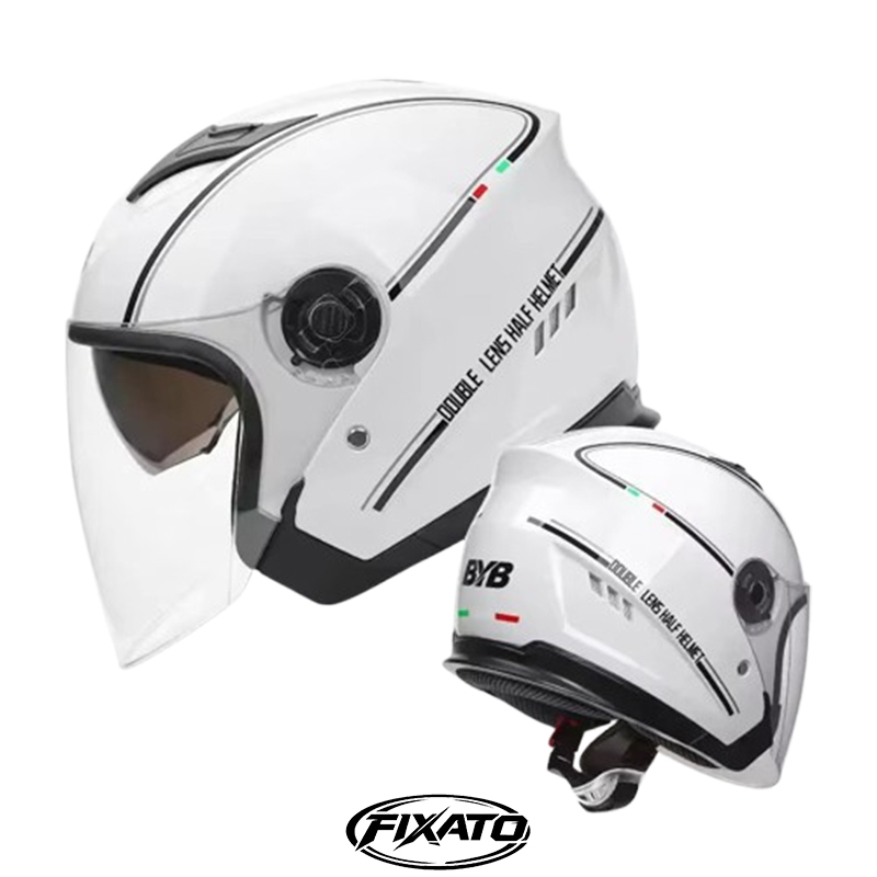 Casca Moto Scuter Open Face Italia FIXATO Alb