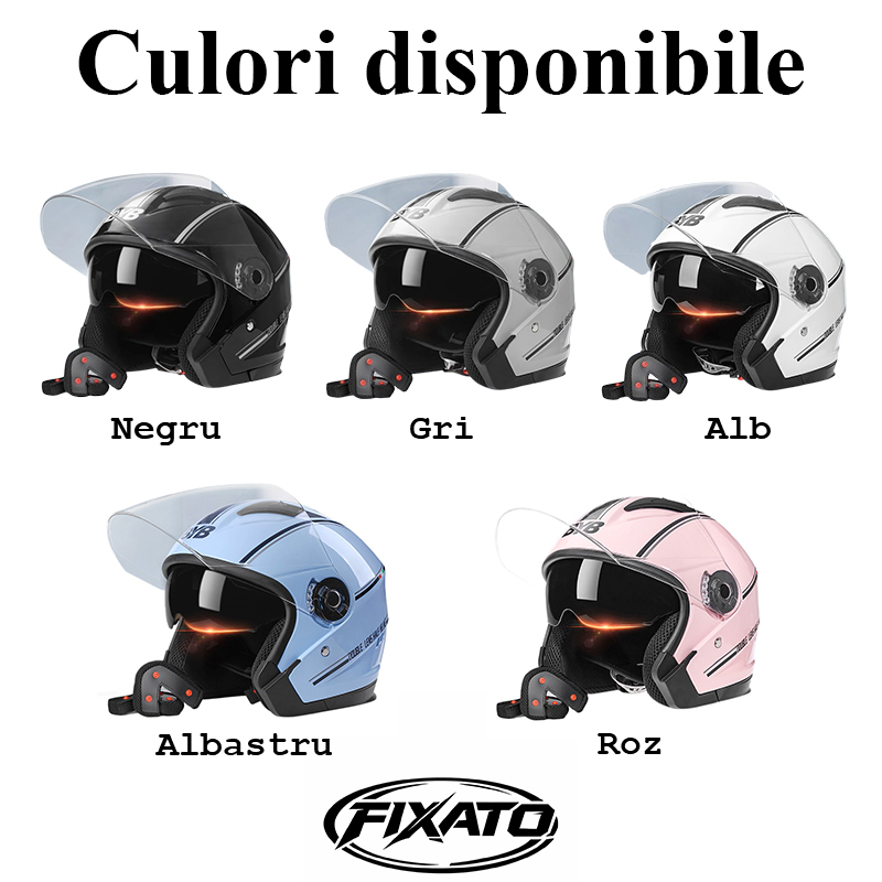 Casca Moto Scuter Open Face Italia Roz FIXATO
