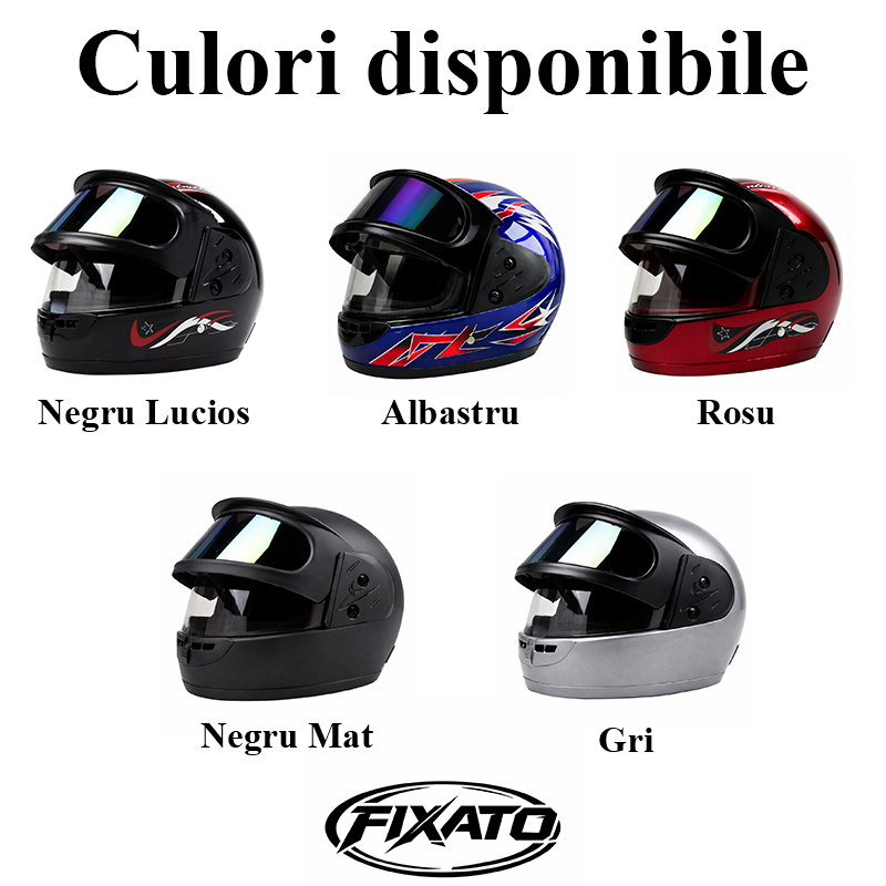 Casca Moto Scuter Full Face Viziera Dubla Negru FIXATO Diverse Culori