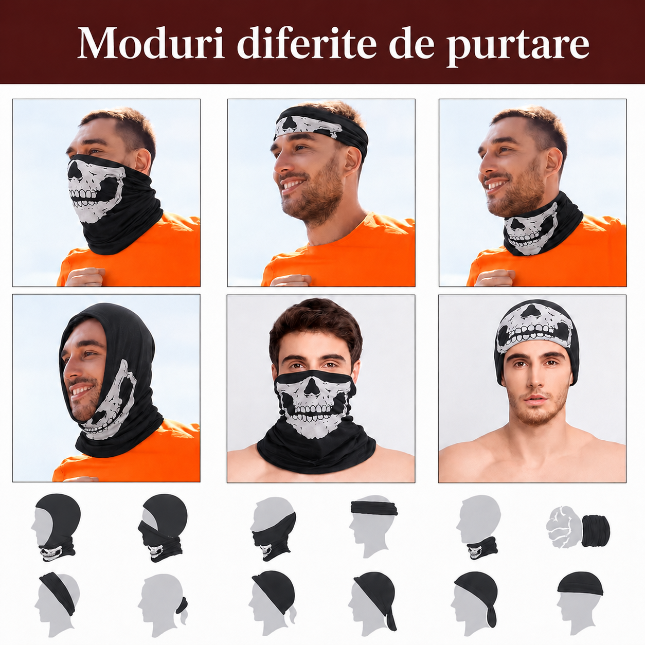 Bandana Moto Scuter FIXATO Negru Alb