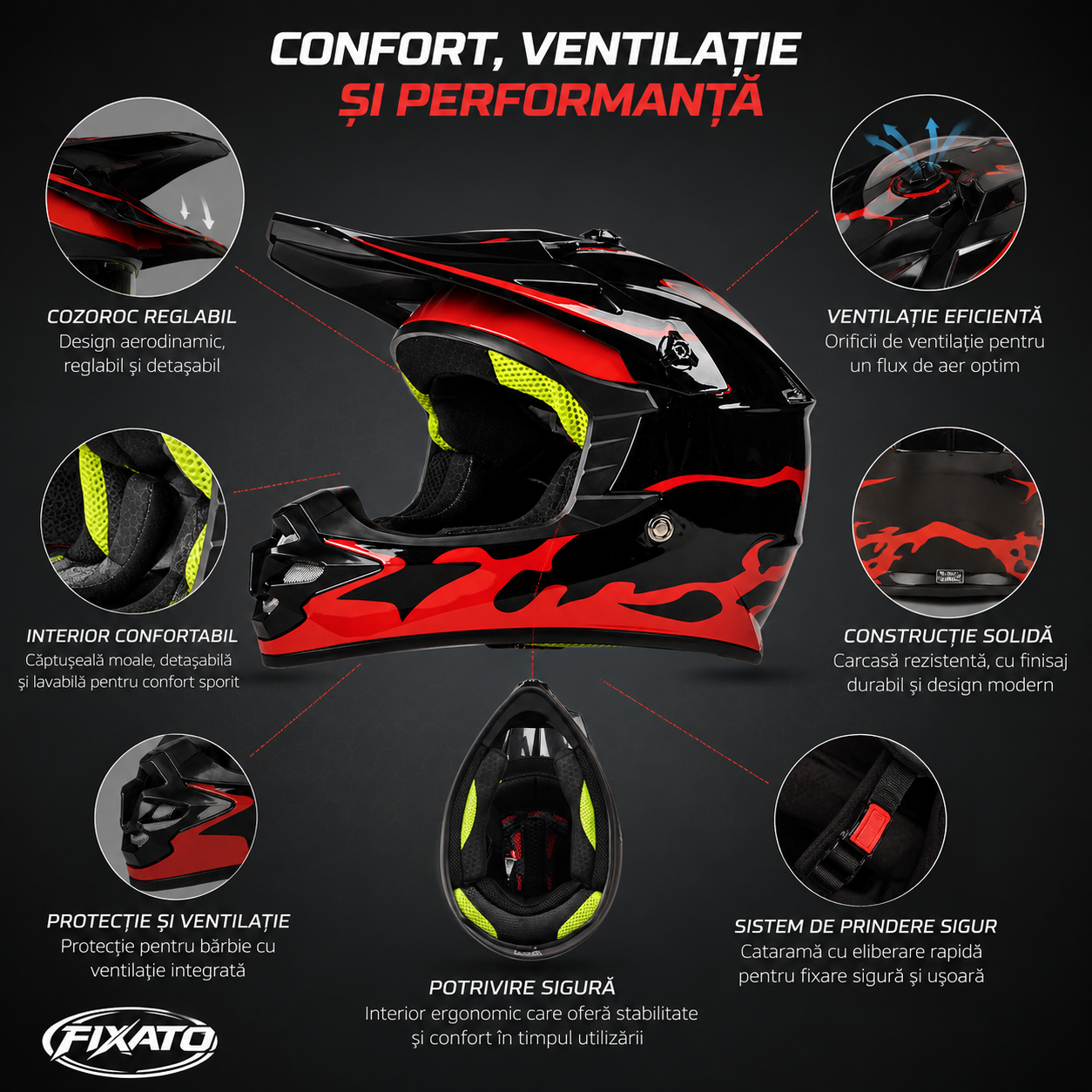 Casca Enduro Moto Cross ATV FIXATO