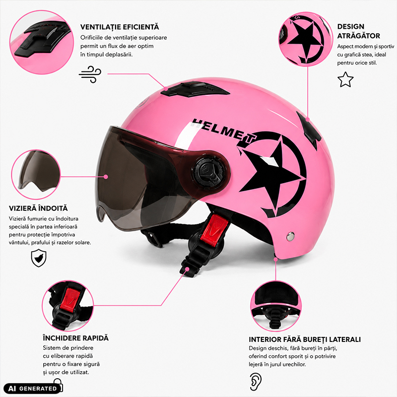Casca Bicicleta Scuter FIXATO Roz