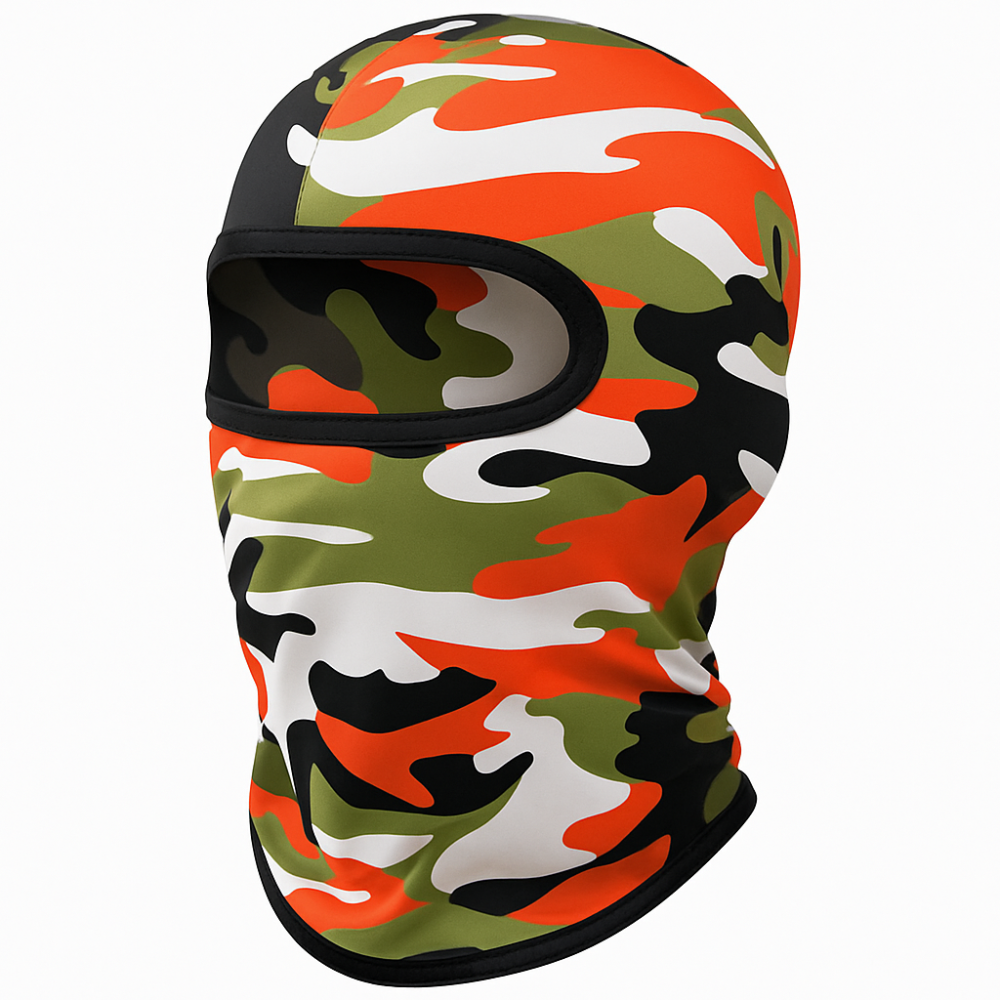 Cagula Camuflaj FIXATO, Unisex, Protectie UV, Material elastic, respirabil, Marime universala, Jungle Blaze [1]