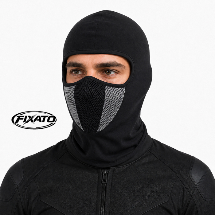 Cagula Moto FIXATO, Unisex, Protectie UV, Masca Mesh, Material elastic si respirabil, Marime universala, Negru cu Gri [2]