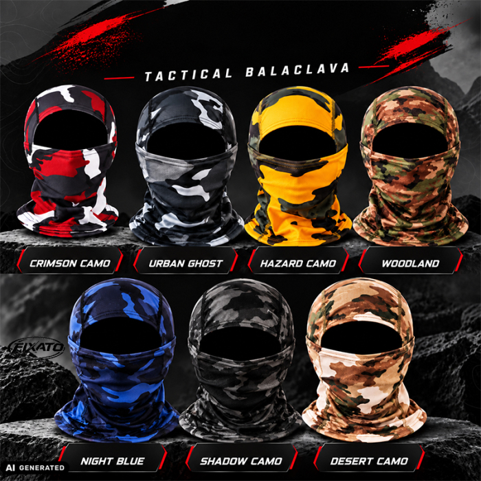 Cagula Tactica FIXATO, 6in1 Multifunctionala, Protectie UV, Material elastic, respirabil, Marime universala, Crimson Camo [5]