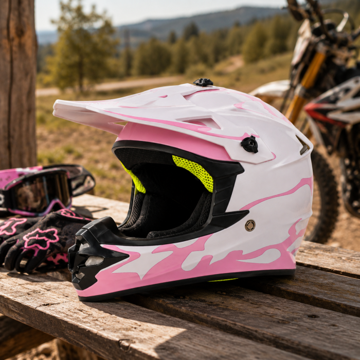 Casca Copii Moto/Enduro FIXATO, Interior Confortabil, Ventilatie Multipla, pentru Moto, Cross, Enduro, ATV, Dirt Bike, Roz, S 49-50cm [4]