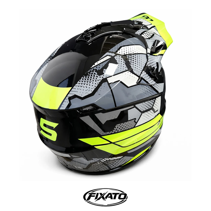 Casca Moto/Enduro FIXATO, Interior Confortabil, Ventilatie Multipla, Gri cu Verde, L 59-60cm [5]
