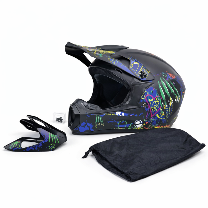 Casca Moto/Enduro, Interior Confortabil, Ventilatie Multipla, pentru Motociclete, Cross, Enduro, ATV, Dirt Bike, FIXATO,  Marime XL, Multicolor [2]