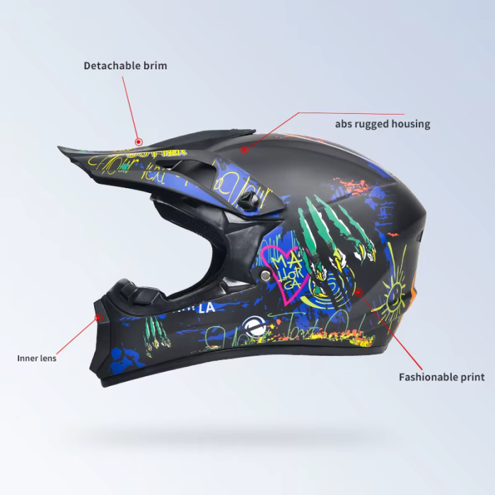 Casca Moto/Enduro, Interior Confortabil, Ventilatie Multipla, pentru Motociclete, Cross, Enduro, ATV, Dirt Bike, FIXATO,  Marime XL, Multicolor [6]