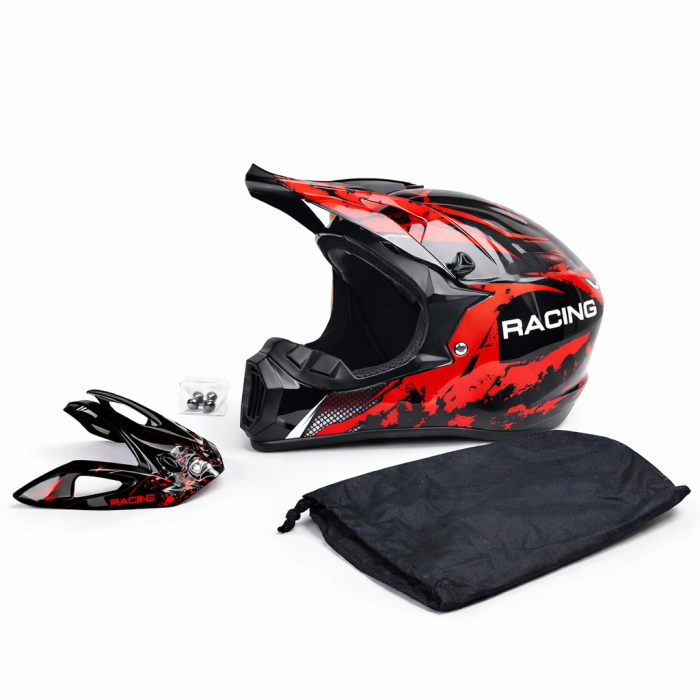 Casca Moto/Enduro, Interior Confortabil, Ventilatie Multipla, pentru Motociclete, Cross, Enduro, ATV, Dirt Bike, FIXATO,  Marime L, Rosu [2]