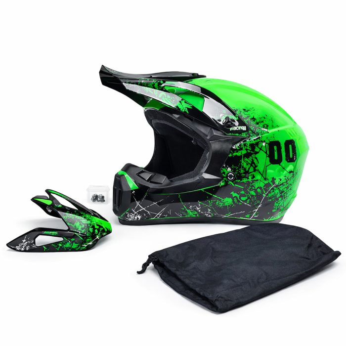 Casca Moto/Enduro, Interior Confortabil, Ventilatie Multipla, pentru Motociclete, Cross, Enduro, ATV, Dirt Bike, FIXATO,  Marime S, Verde [2]