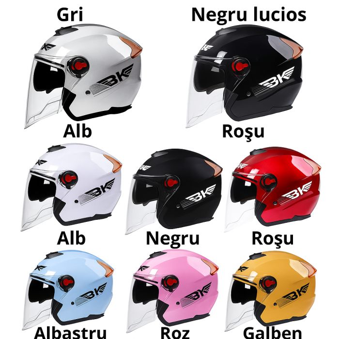 Casca Moto/Scuter FIXATO BK, Vizieră Dublă, Protecție UV, Ventilație Superioară, marime universala 54-59cm, Negru lucios [5]