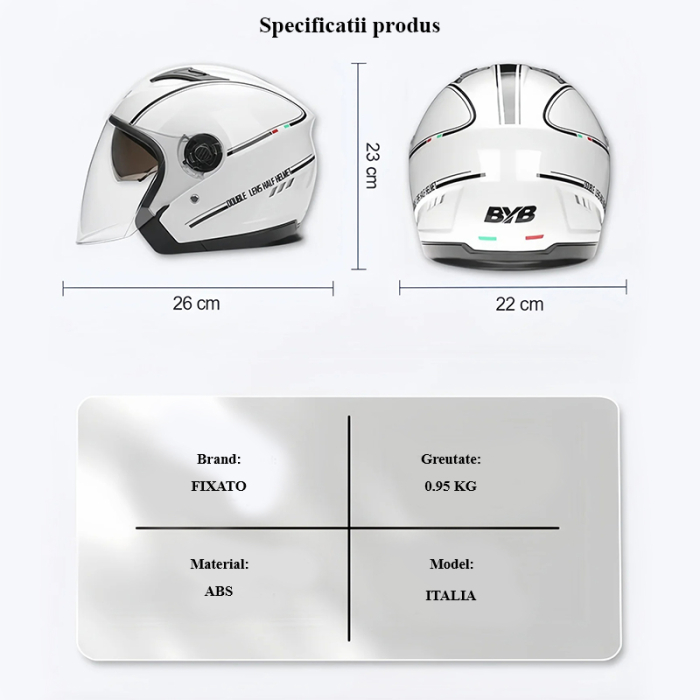 Casca Moto/Scuter FIXATO Italia, Viziera Dubla, Protectie UV, marime universala 56-62cm, Alba [3]