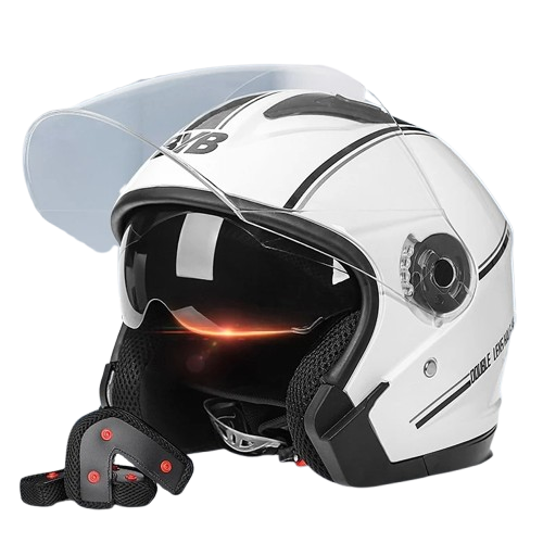 Casca Moto/Scuter FIXATO Italia, Viziera Dubla, Protectie UV, marime universala 56-62cm, Alba [1]