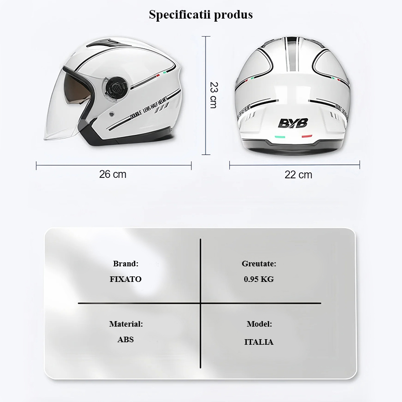 Casca Moto/Scuter FIXATO Italia, Viziera Dubla, Protectie UV, marime universala 56-62cm, Albastra [5]