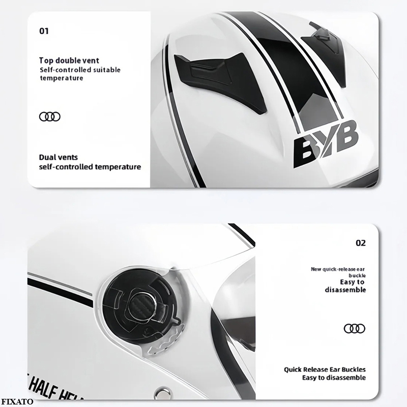 Casca Moto/Scuter FIXATO Italia, Viziera Dubla, Protectie UV, marime universala 56-62cm, Neagra [6]